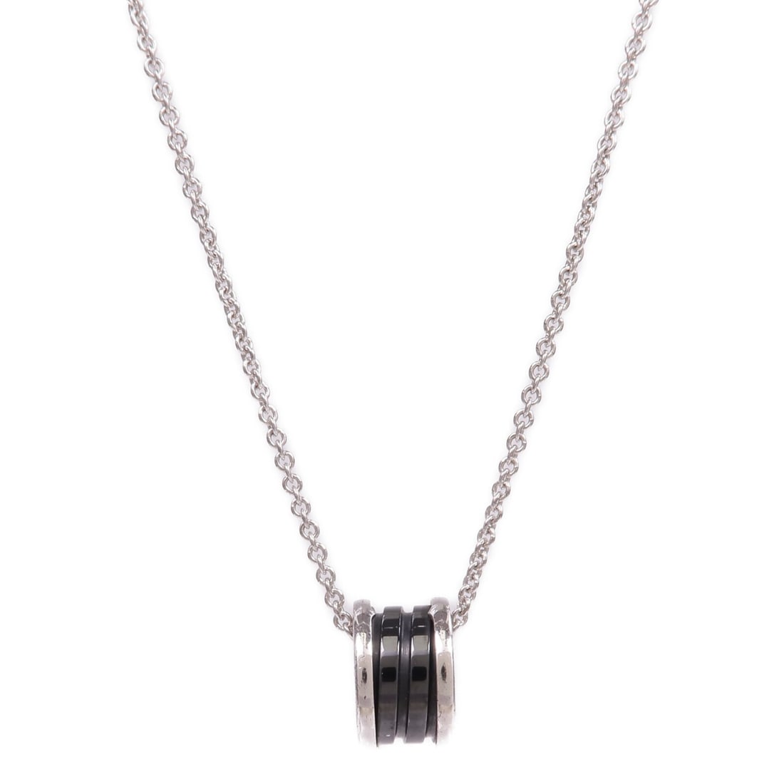 Sterling Silver BVLGARI Necklace Save The Children Black Accent: Sterling Silver BVLGARI Necklace Save The Children Black Accent This BVLGARI Save The Children necklace is crafted from 925 sterling silver and features a black accent. Designed without a main stone,