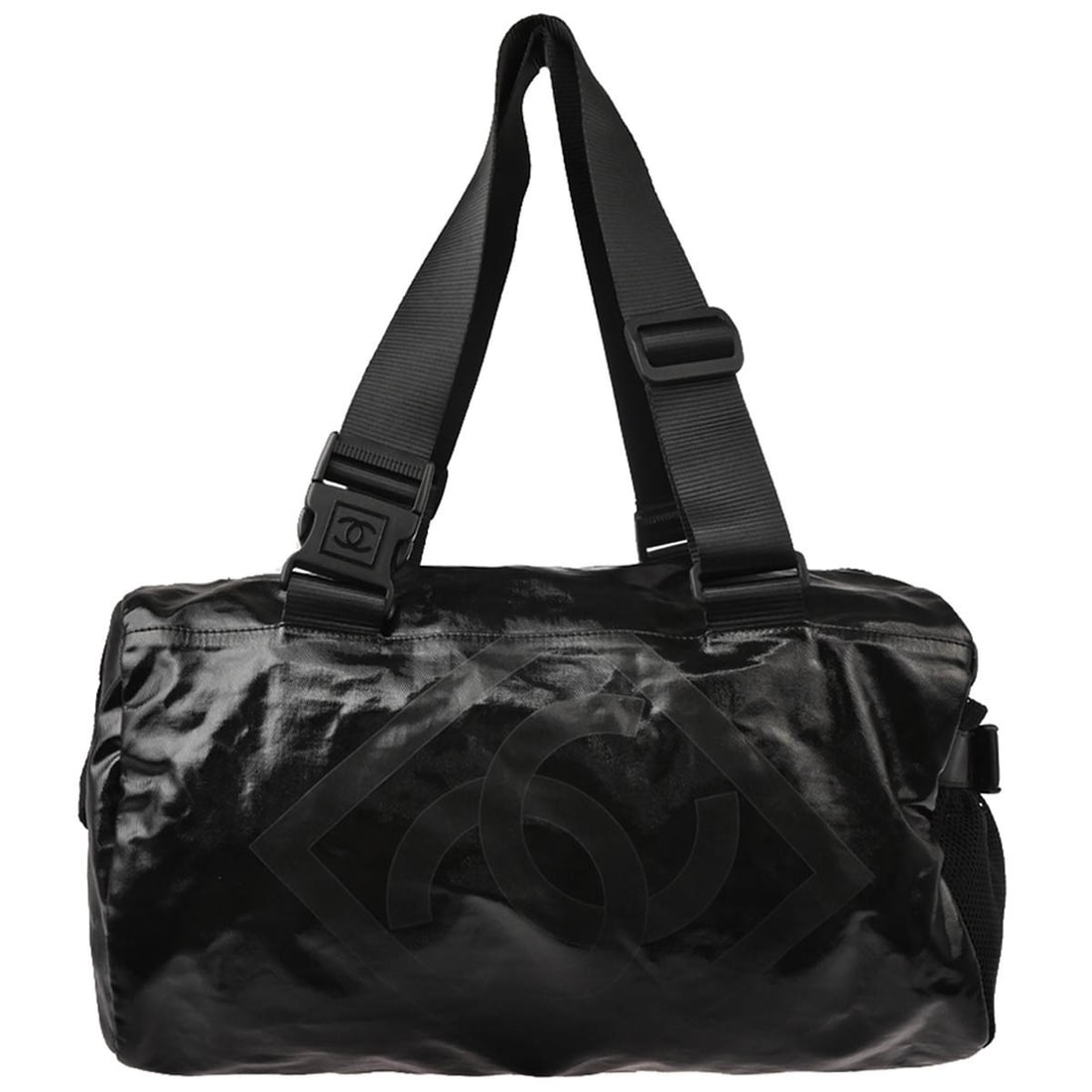 Chanel Black PVC Sport Line Quilted Shoulder Bag with Silver Hardware: Chanel Black PVC Sport Line Quilted Shoulder Bag with Silver Hardware Elevate your casual style with this chic Chanel Black PVC Sport Line Shoulder Bag. Crafted from durable PVC, this medium-sized bag