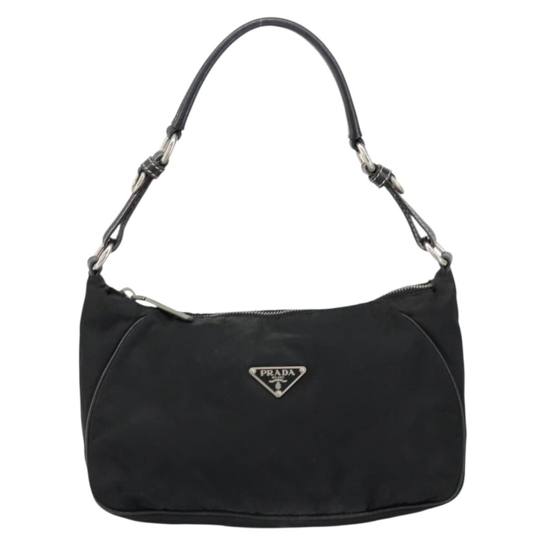 Prada Black Nylon Vintage Tessuto Shoulder Bag for Women: Prada Black Nylon Vintage Tessuto Shoulder Bag for Women This Prada vintage shoulder bag is crafted from black nylon and features a classic design for women. Made in Italy, the bag shows signs of wear