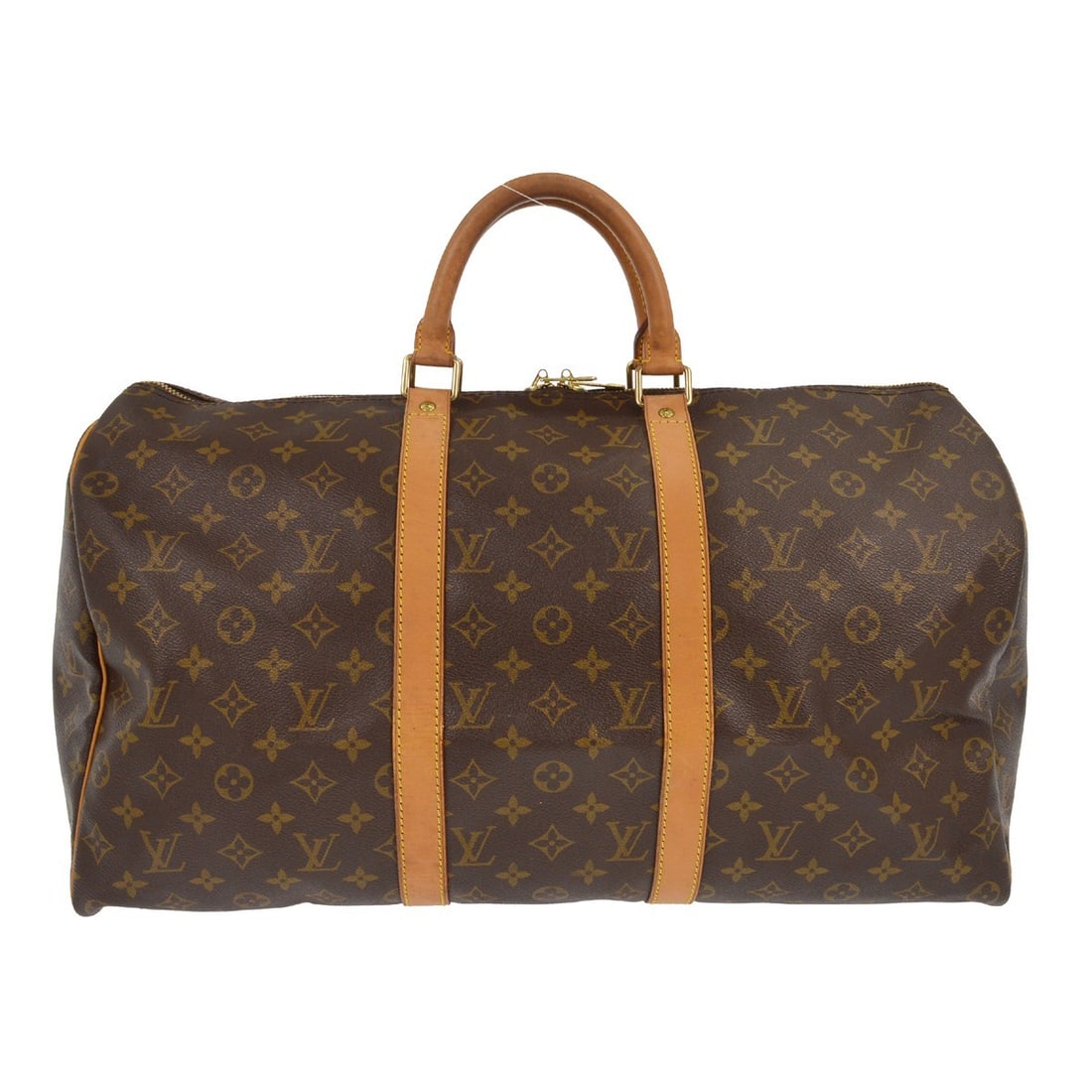 Louis Vuitton Monogram Canvas Keepall Travel Bag 50cm: Louis Vuitton Monogram Canvas Keepall Travel Bag 50cm This Louis Vuitton Keepall Bag features the signature Monogram Canvas and is designed for unisex use. The bag comes in brown canvas and is crafted