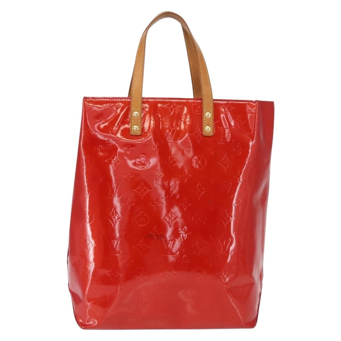Red Louis Vuitton Monogram Vernis Reade Patent Leather Tote Bag: Red Louis Vuitton Monogram Vernis Reade Patent Leather Tote Bag This Louis Vuitton Reade Handbag features the Monogram Vernis design in red patent leather. Designed for women, it is crafted in France