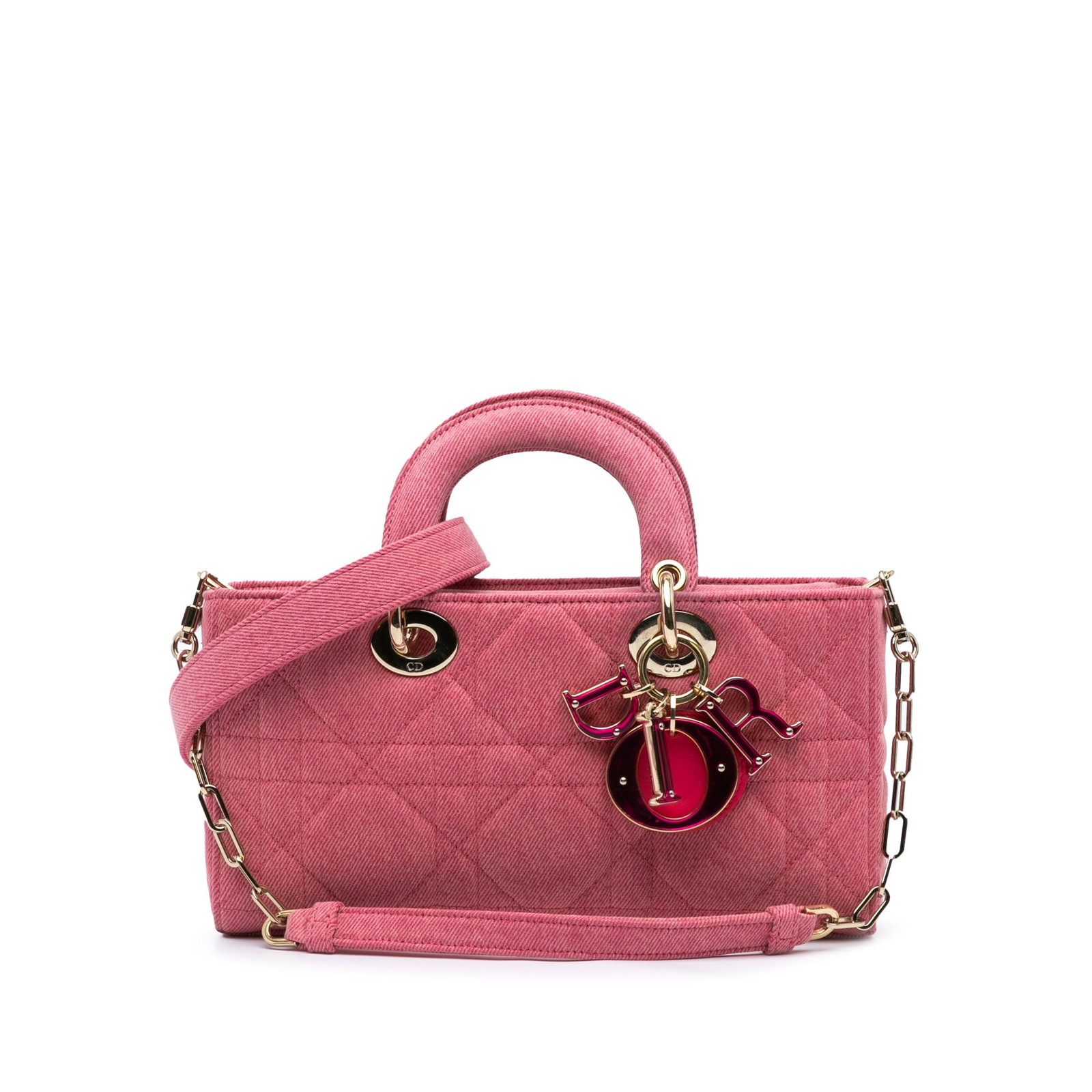 Dior Medium Denim Macrocannage Lady D Joy Pink Bag: Dior Medium Denim Macrocannage Lady D Joy Pink Bag Introducing the Dior Medium Denim Macrocannage Lady D Joy, a stylish bag that combines practicality with chic design. This exquisite piece features a