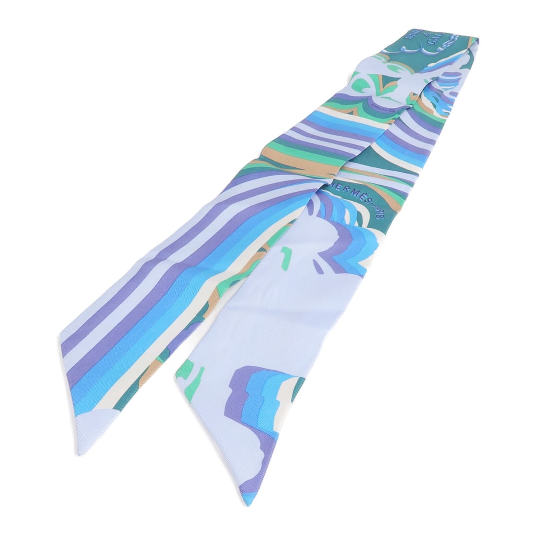 Hermes Silk Twilly Blue Green Purple Women's Fashion Scarf (1 of 11)
