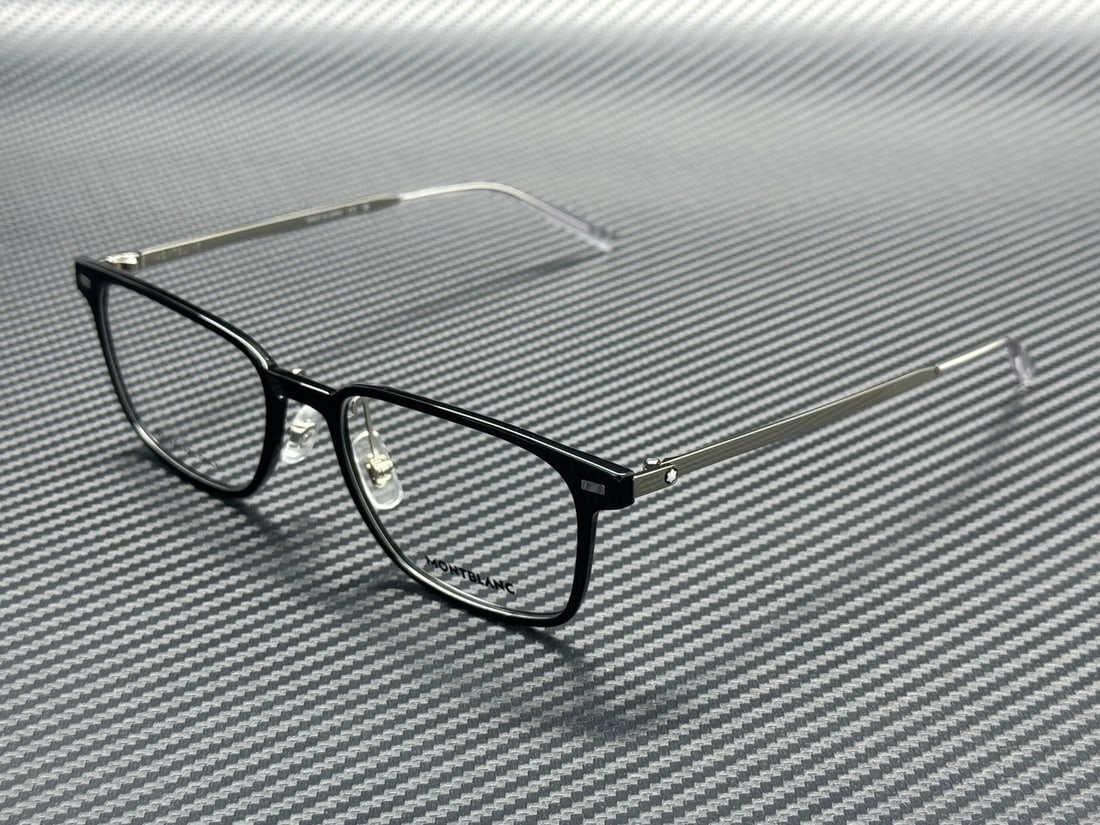 Montblanc MB0394ON 005 Black Silver Men's Eyeglasses 56mm: Montblanc MB0394ON 005 Black Silver Men's Eyeglasses 56mm Discover the sophistication of Montblanc with these MB0394ON 005 eyeglasses for men. Featuring a sleek black frame, these eyeglasses are desig