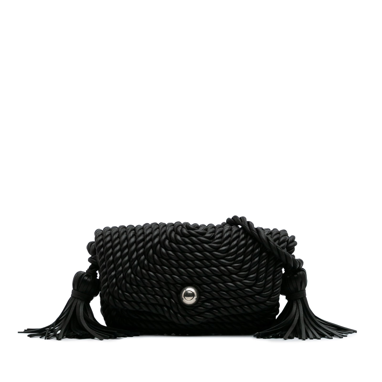 Bottega Veneta Black Lambskin Torchon Tasseled Crossbody Bag (1 of 10)