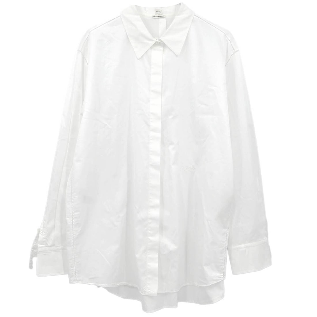 Vintage Hermes White Cotton Blouse Size #44 Long Sleeve (1 of 10)