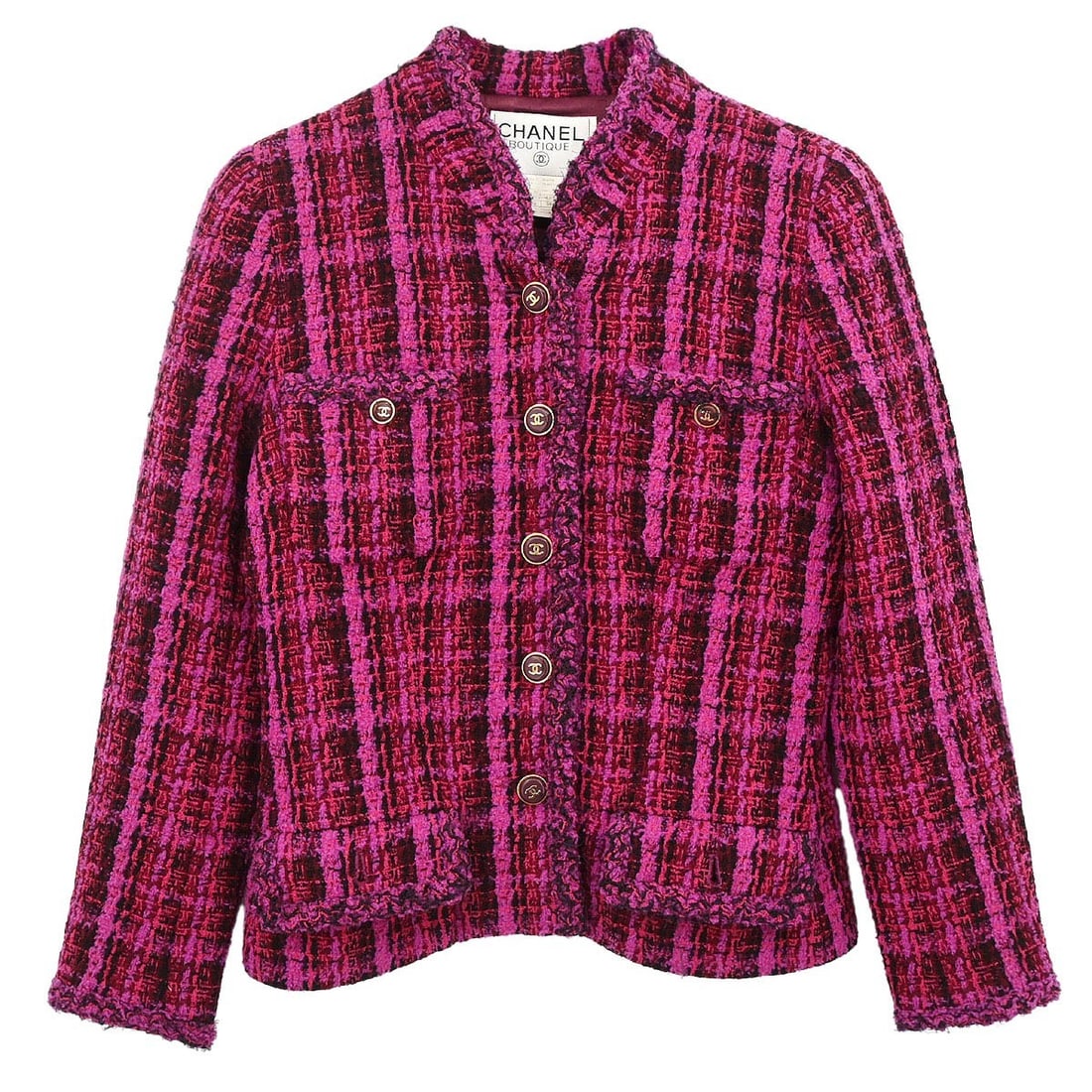 Pink Tweed Collared Jacket by Chanel Size 38 Vintage Single Breasted (1 of 11)