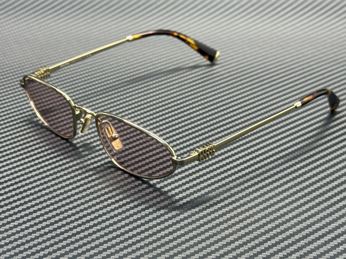 Miu Miu MU A52S ZVN4I0 Pale Gold Pink Women's Sunglasses: Miu Miu MU A52S ZVN4I0 Pale Gold Pink Women's Sunglasses Elevate your accessory collection with these stunning Miu Miu MU A52S ZVN4I0 sunglasses. Featuring a chic pale gold frame paired with pink lens