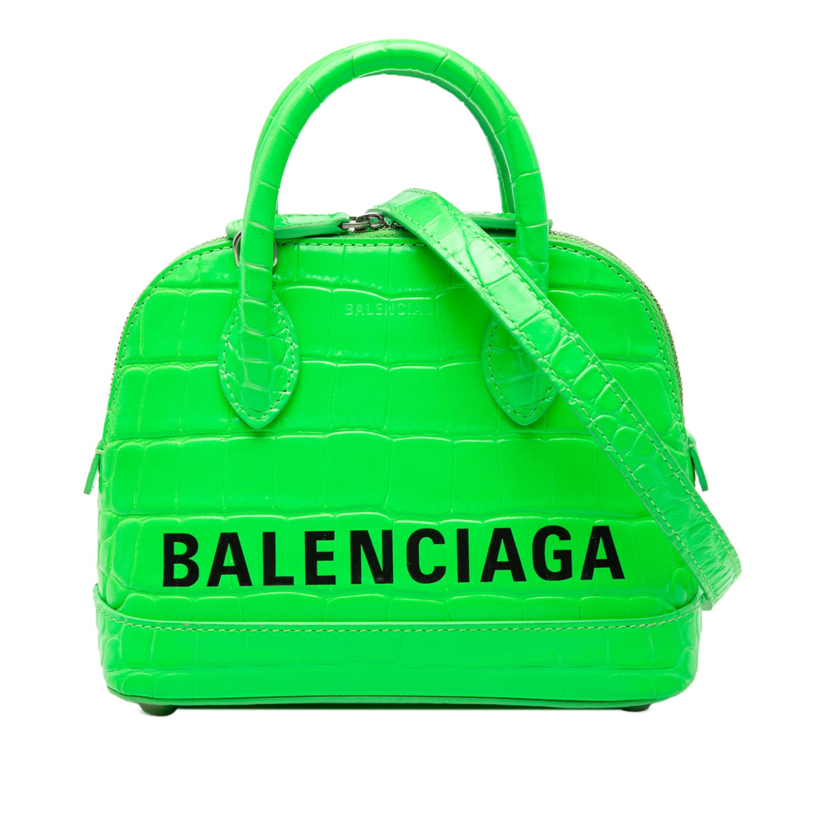 Balenciaga Ville XXS Green Croc Embossed Calfskin Top Handle Satchel (1 of 7)