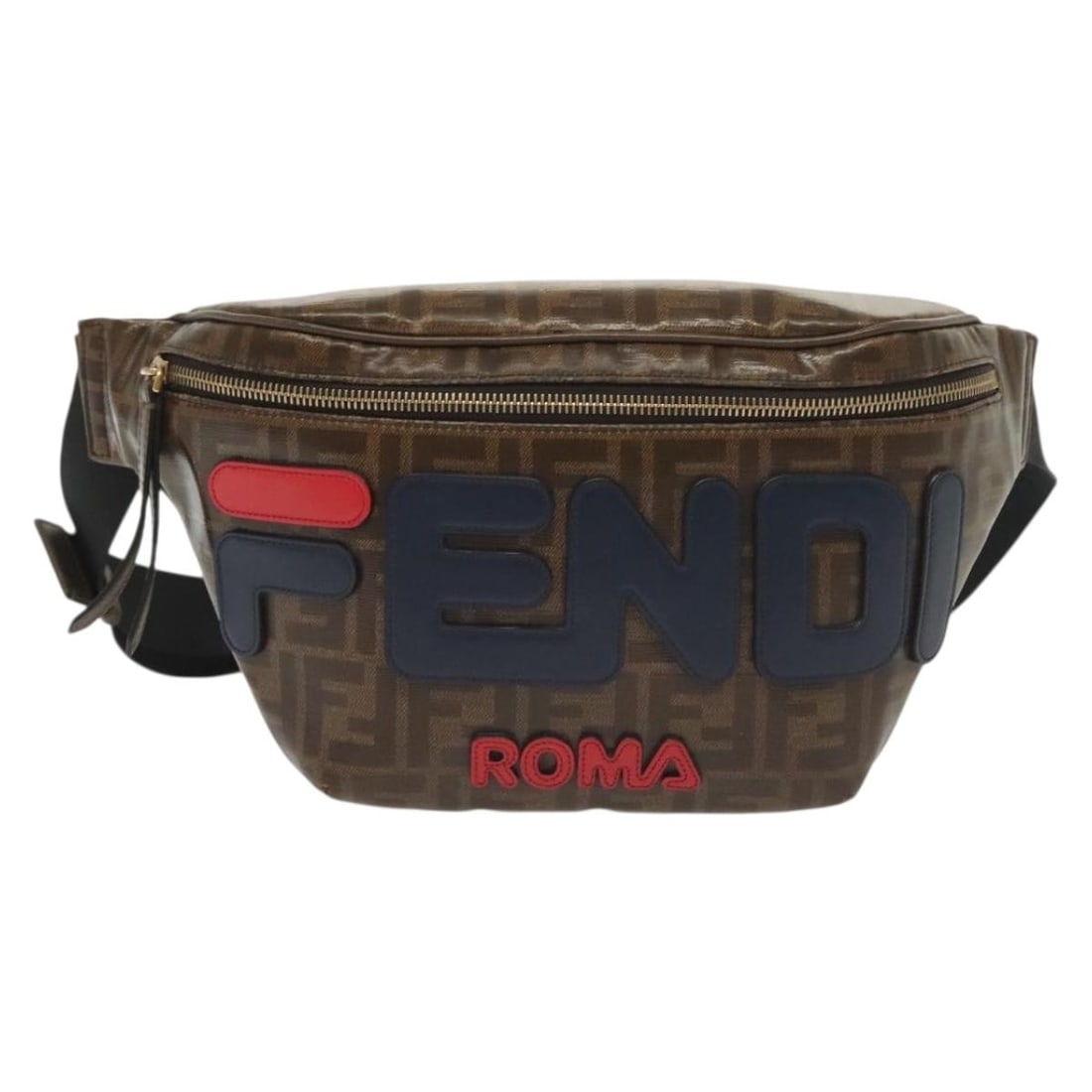 Fendi Mania Coated Canvas Brown Waist Bag Unisex 35cm: Fendi Mania Coated Canvas Brown Waist Bag Unisex 35cm This Fendi Mania Logo Waist Bag features the iconic Zucca coated canvas in brown, designed for unisex use. The bag measures 35cm x 17cm x 3cm and