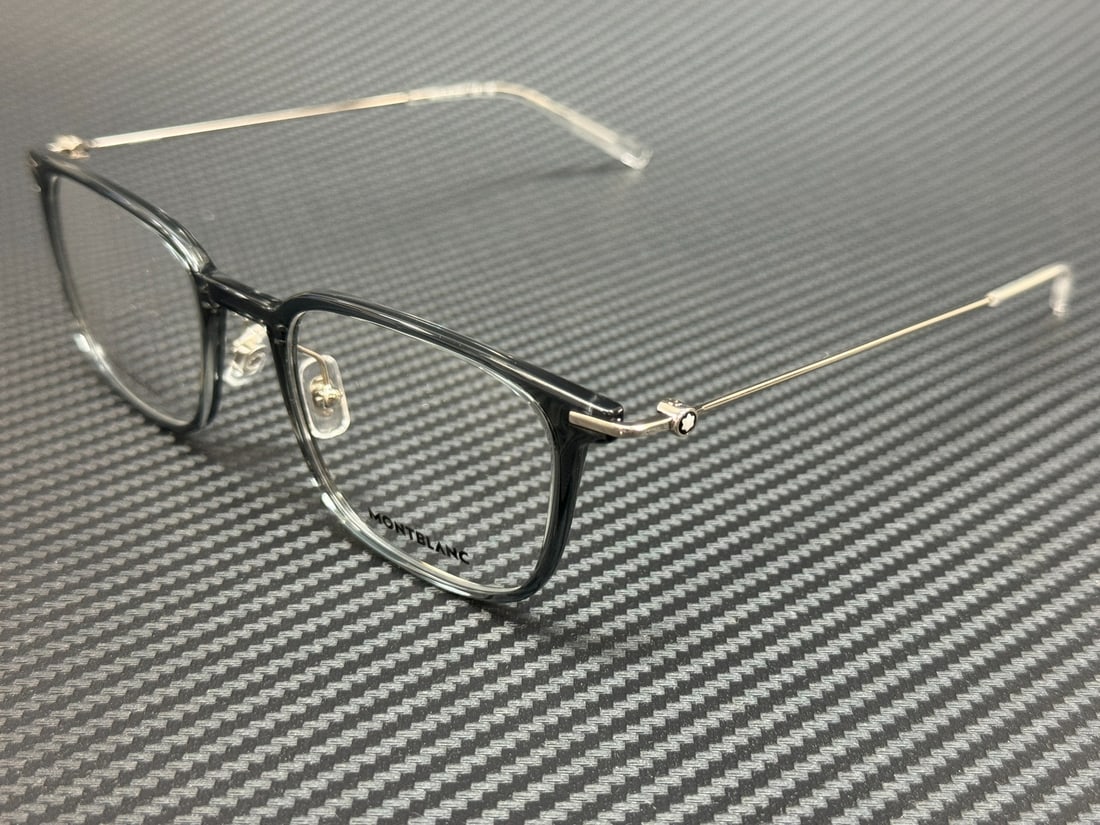 Montblanc MB0100O 001 Grey Silver Men's Eyeglasses 51mm Lens (1 of 4)