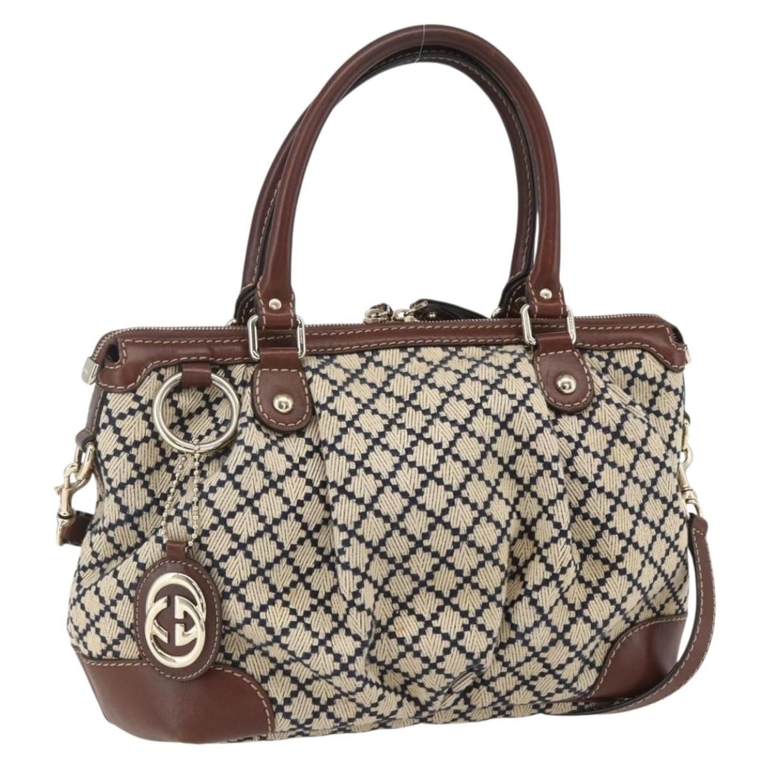 GUCCI Diamante Sukey Beige Gold Canvas Hand Bag 247902 Auth (1 of 18)