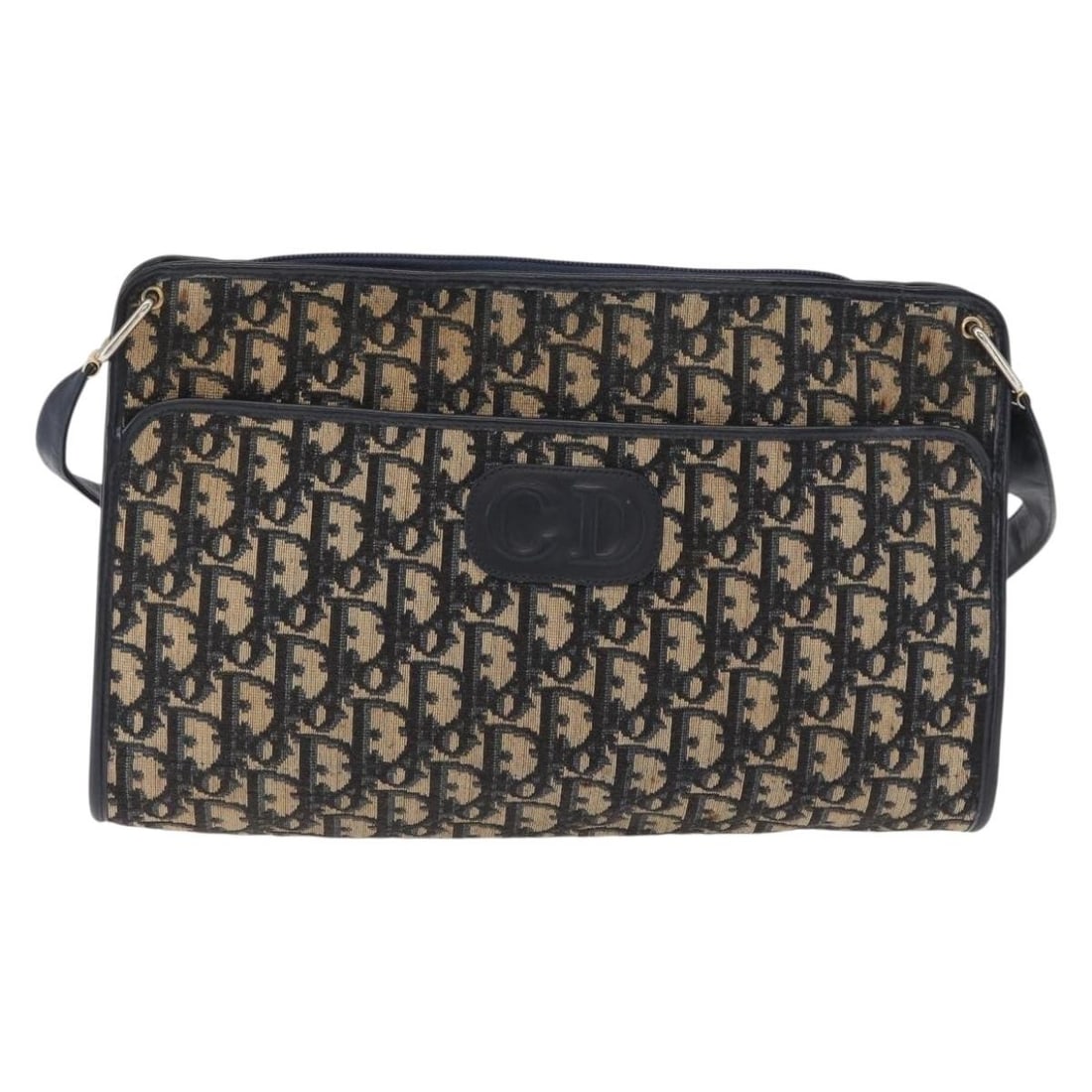 Vintage Christian Dior Navy Canvas Shoulder Bag CD Trotter (1 of 18)