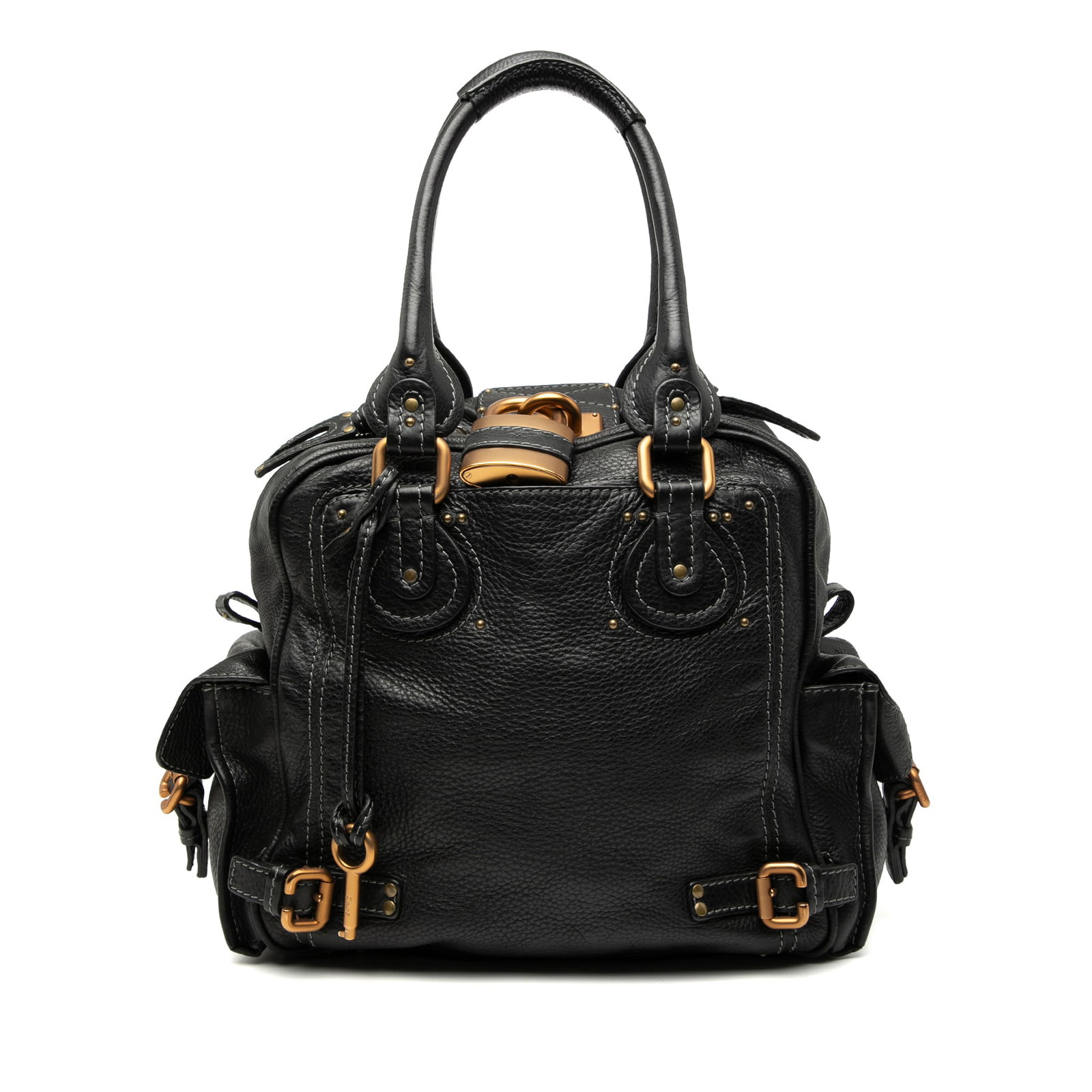 Paddington Black Leather Tote by Chloe with Gold Padlock Detail (1 of 7)