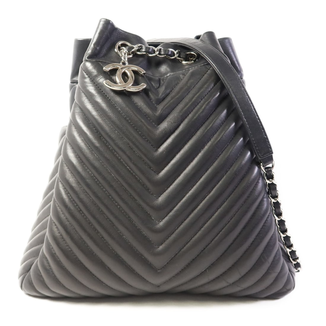 Chanel Black Lambskin Shoulder Bag with Silver Hardware: Chanel Black Lambskin Shoulder Bag with Silver Hardware Elevate your style with this elegant CHANEL Shoulder Bag crafted from luxurious lambskin leather in a classic black hue. Designed with both func