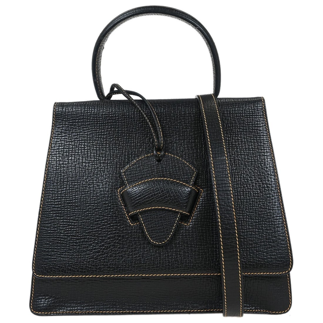 Black Leather Barcelona Shoulder Handbag by Loewe: Black Leather Barcelona Shoulder Handbag by Loewe This pre-owned Loewe Barcelona shoulder bag is crafted from black leather and designed for women. It features a compact silhouette suitable for everyd
