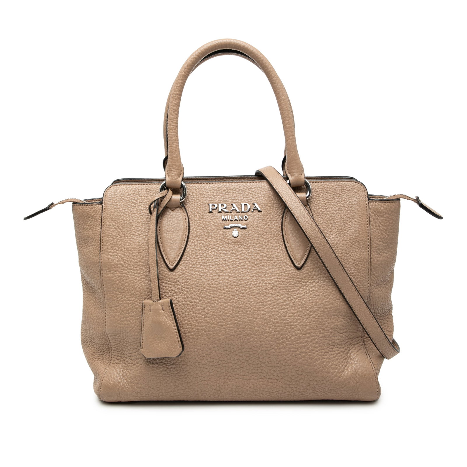 Beige Leather Satchel by Prada Vitello Phenix Collection (1 of 6)