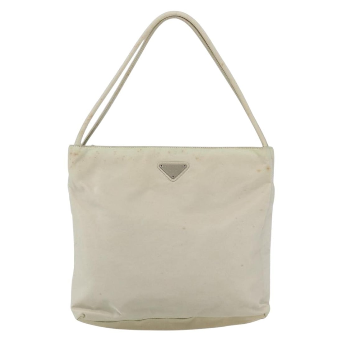 Prada White Nylon Vintage Zip Tote Bag 27cm x 26cm: Prada White Nylon Vintage Zip Tote Bag 27cm x 26cm This Prada Vintage Zip Tote is crafted from durable nylon in white and designed for women. The tote features a zip closure and showcases classic Prad