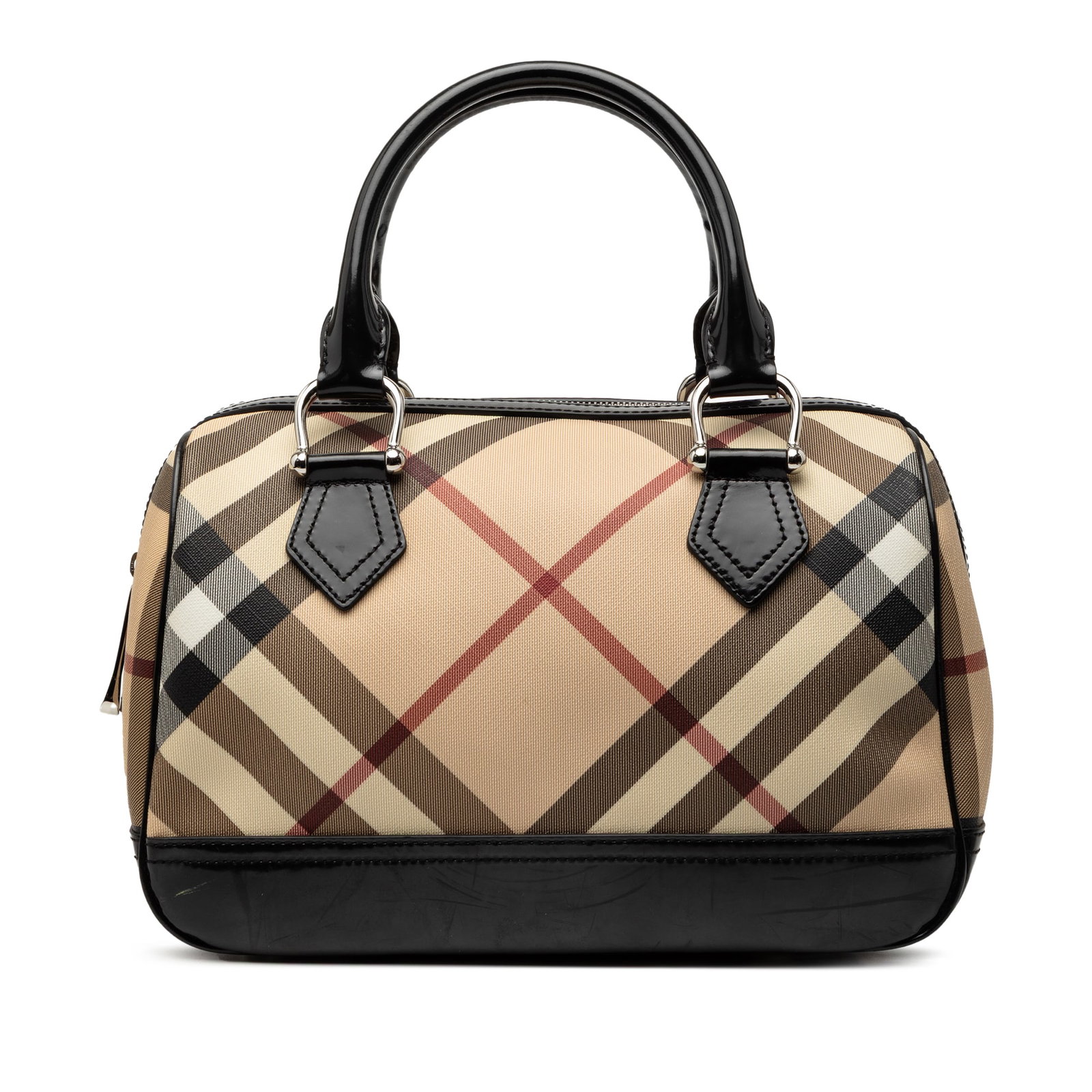 Boston Bag in Supernova Check Coated Canvas with Patent Leather Trim (1 of 8)