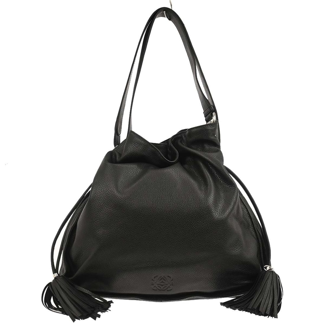 Loewe Flamenco Medium Black Leather Shoulder Bag with Drawstring Closure (1 of 10)