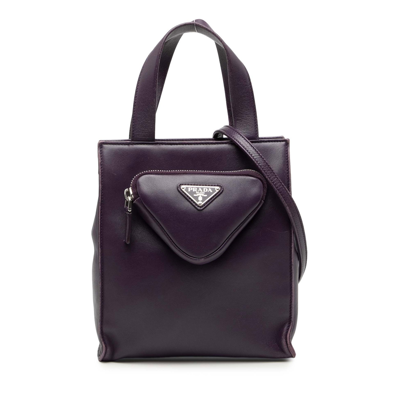 Prada Purple Nappa Front Pocket Satchel Leather Bag (1 of 8)