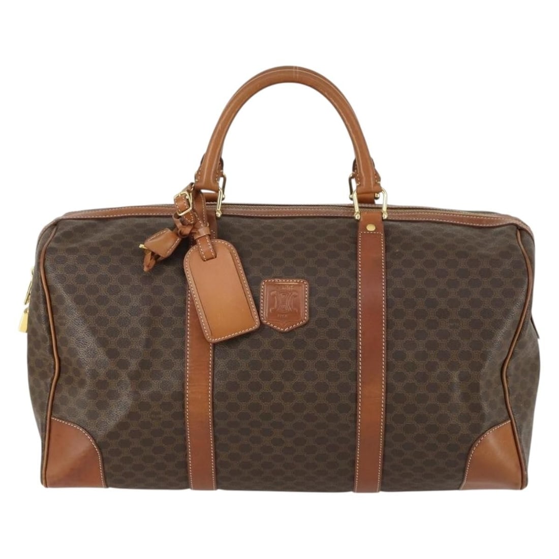 Vintage Macadam Boston Handbag by Celine Brown Canvas Leather 44cm (1 of 18)