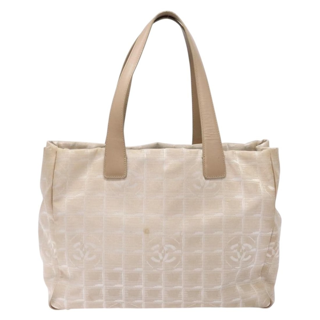 Chanel Beige Nylon Travel Line Tote Bag from Italy: Chanel Beige Nylon Travel Line Tote Bag from Italy This Chanel Travel Line Tote is crafted from beige nylon and designed for women. The bag features a spacious interior with both the exterior and inte
