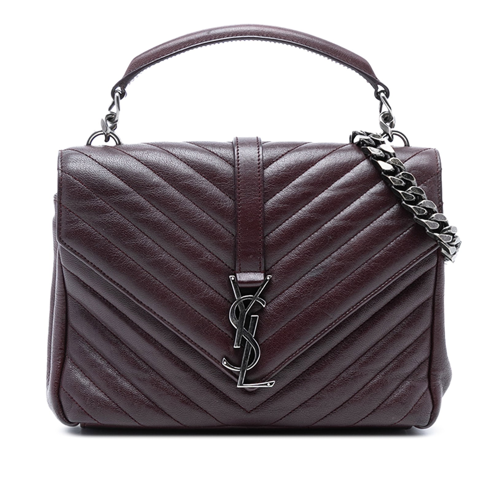 Medium College Satchel in Quilted Leather with Chevron Pattern by Saint Laurent (1 of 7)