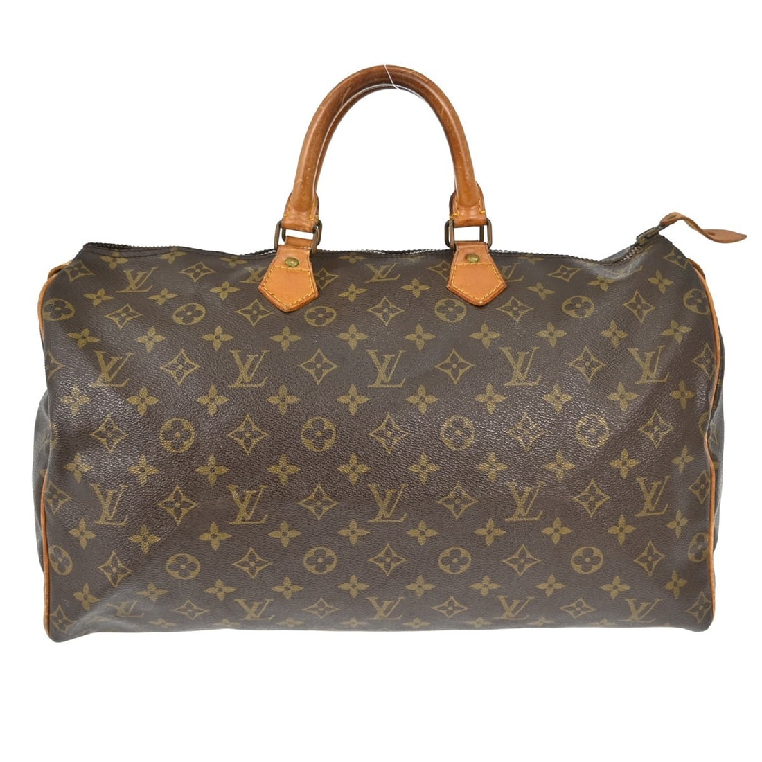 Louis Vuitton Speedy 40 Monogram Canvas Large Brown Duffle Handbag M41522: Louis Vuitton Speedy 40 Monogram Canvas Large Brown Duffle Handbag M41522 This Louis Vuitton Speedy 40 duffle handbag features the iconic Monogram canvas leather exterior in brown, complemented by dou