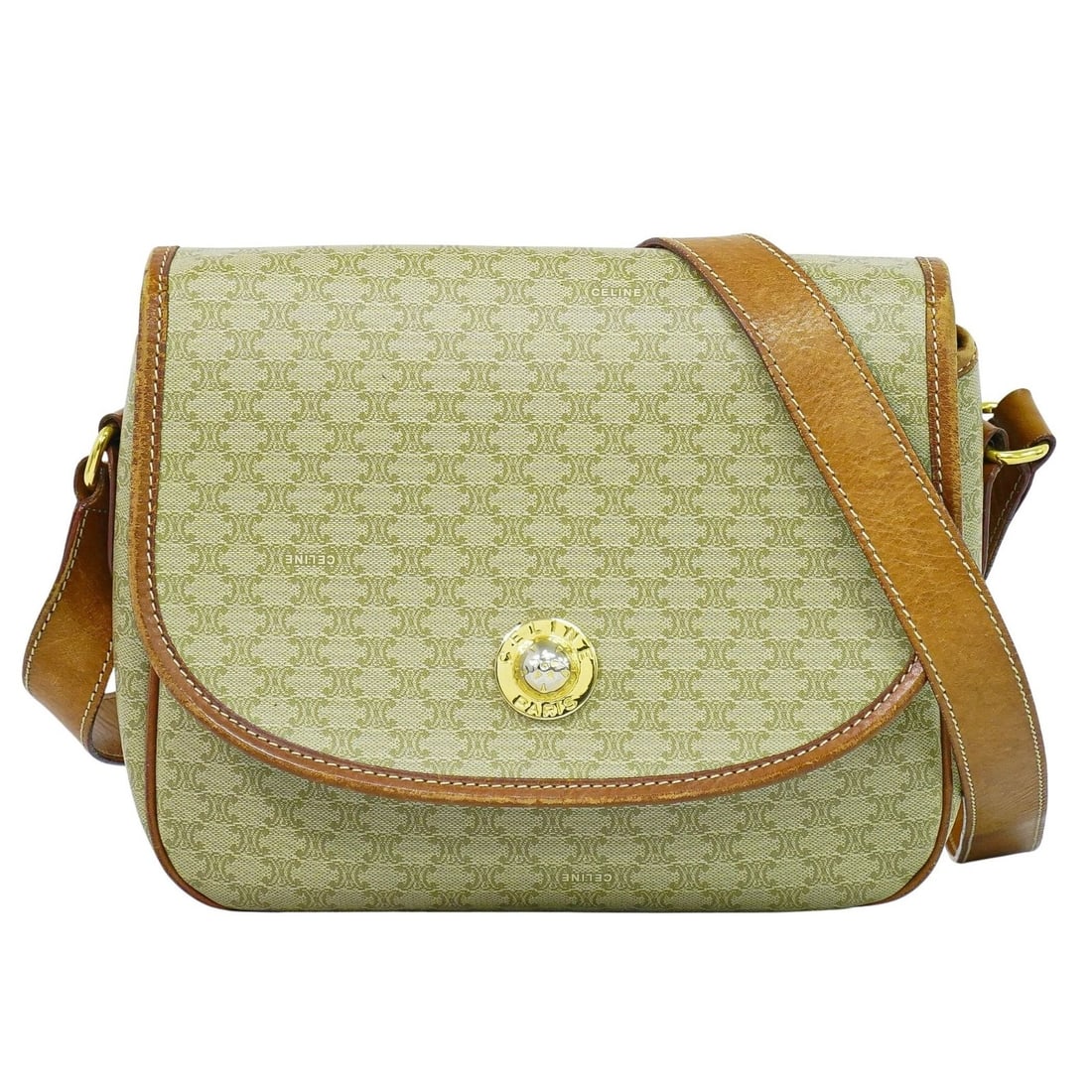 Celine Macadam Beige Canvas and Leather Vintage Shoulder Bag (1 of 15)