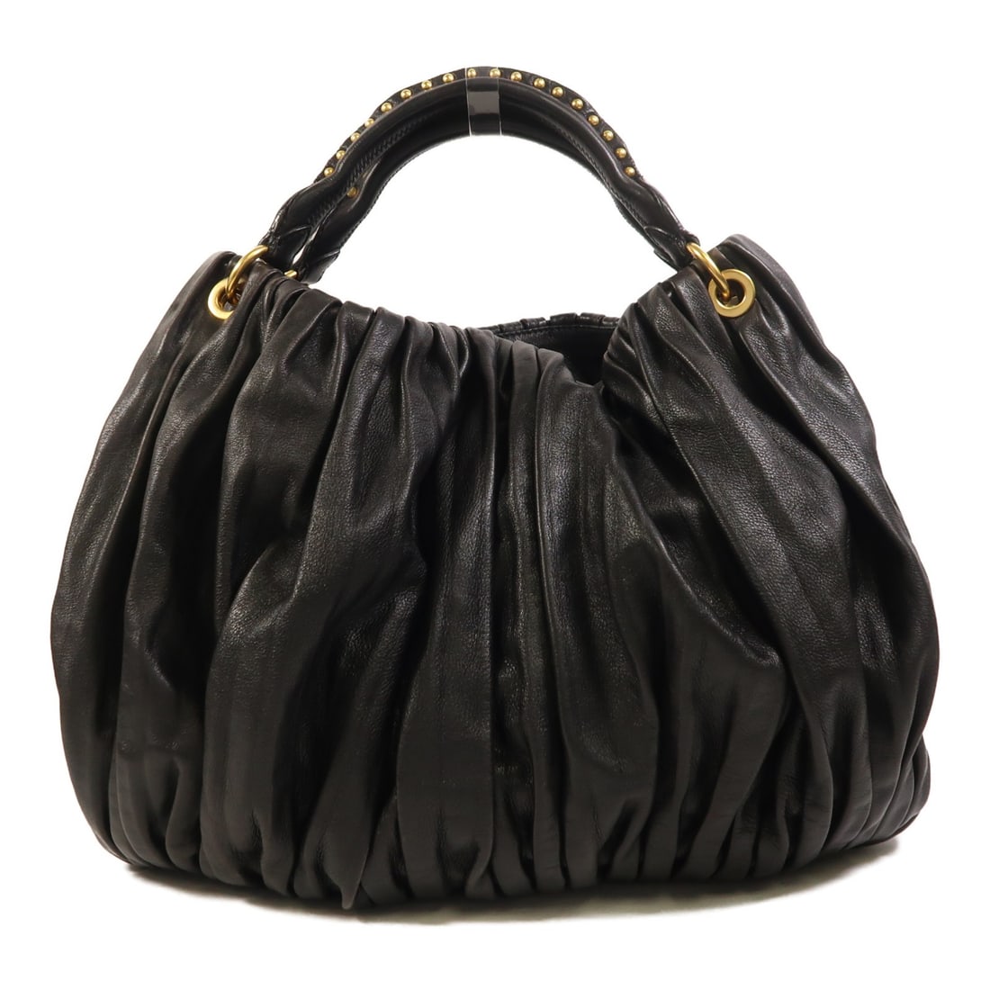 Miu Miu Black Leather Handbag with Gold Tone Hardware (1 of 18)