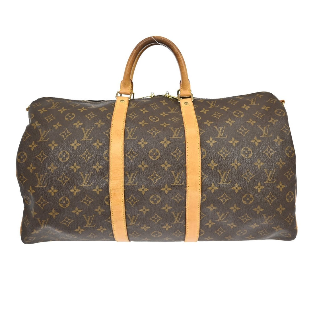 Louis Vuitton Monogram Keepall Bandouliere 50 Large Travel Handbag M41416: Louis Vuitton Monogram Keepall Bandouliere 50 Large Travel Handbag M41416 The Louis Vuitton Keepall Bandouliere 50 is a large unisex handbag crafted from signature monogram canvas with beige leather d