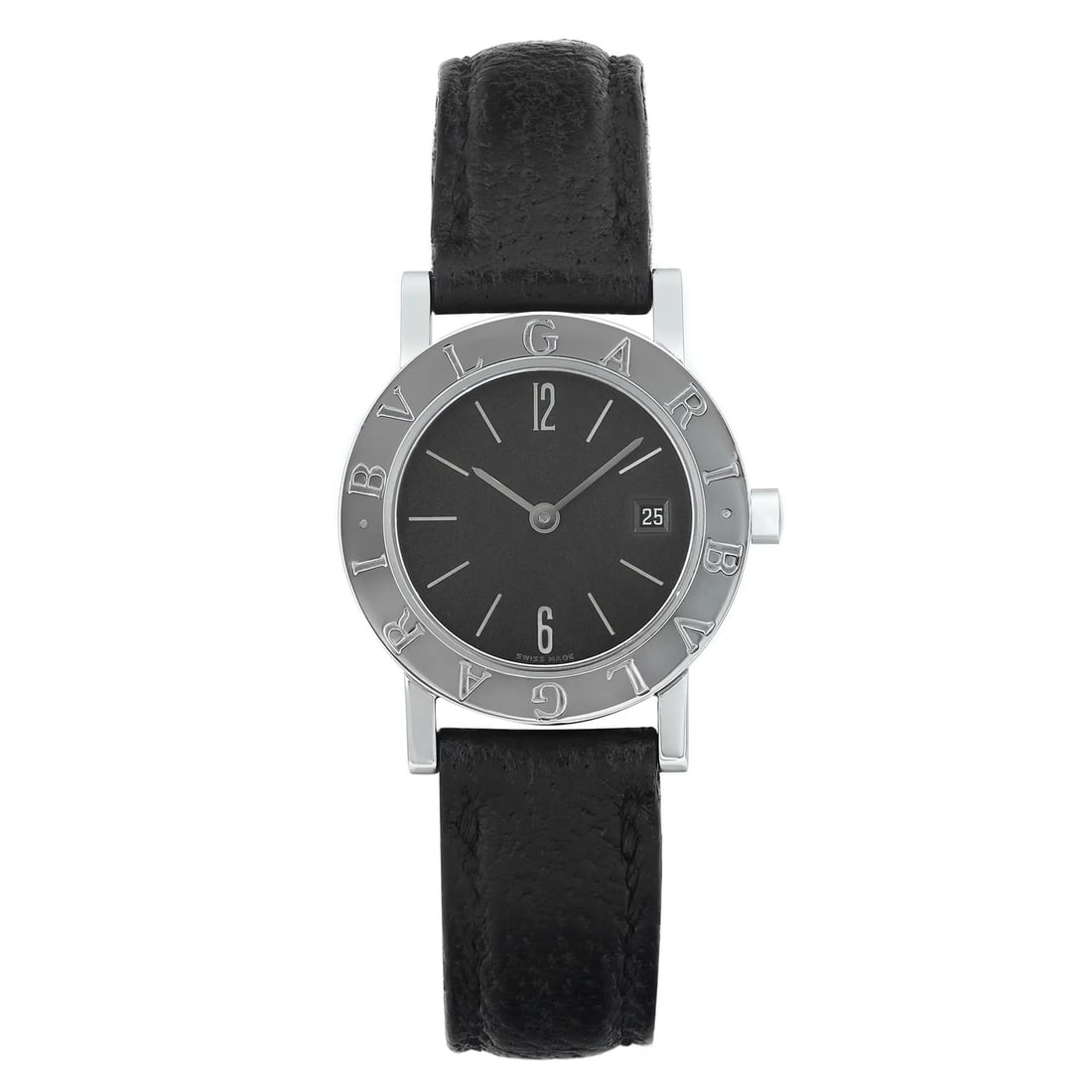 Bvlgari Bvlgari 26mm Stainless Steel Black Dial Quartz Ladies Watch: Bvlgari Bvlgari 26mm Stainless Steel Black Dial Quartz Ladies Watch This Bvlgari Bvlgari wristwatch combines elegance with casual style, featuring a sleek black dial and a durable stainless steel case