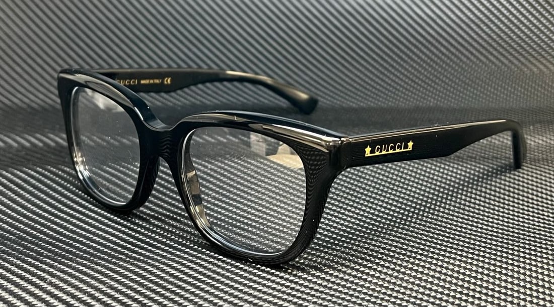 GUCCI GG1173O 001 Black Gold Women's Eyeglasses with Authenticity Certificate: GUCCI GG1173O 001 Black Gold Women's Eyeglasses with Authenticity Certificate Elevate your eyewear collection with these stylish GUCCI GG1173O 001 eyeglasses. Featuring a sophisticated blend of black