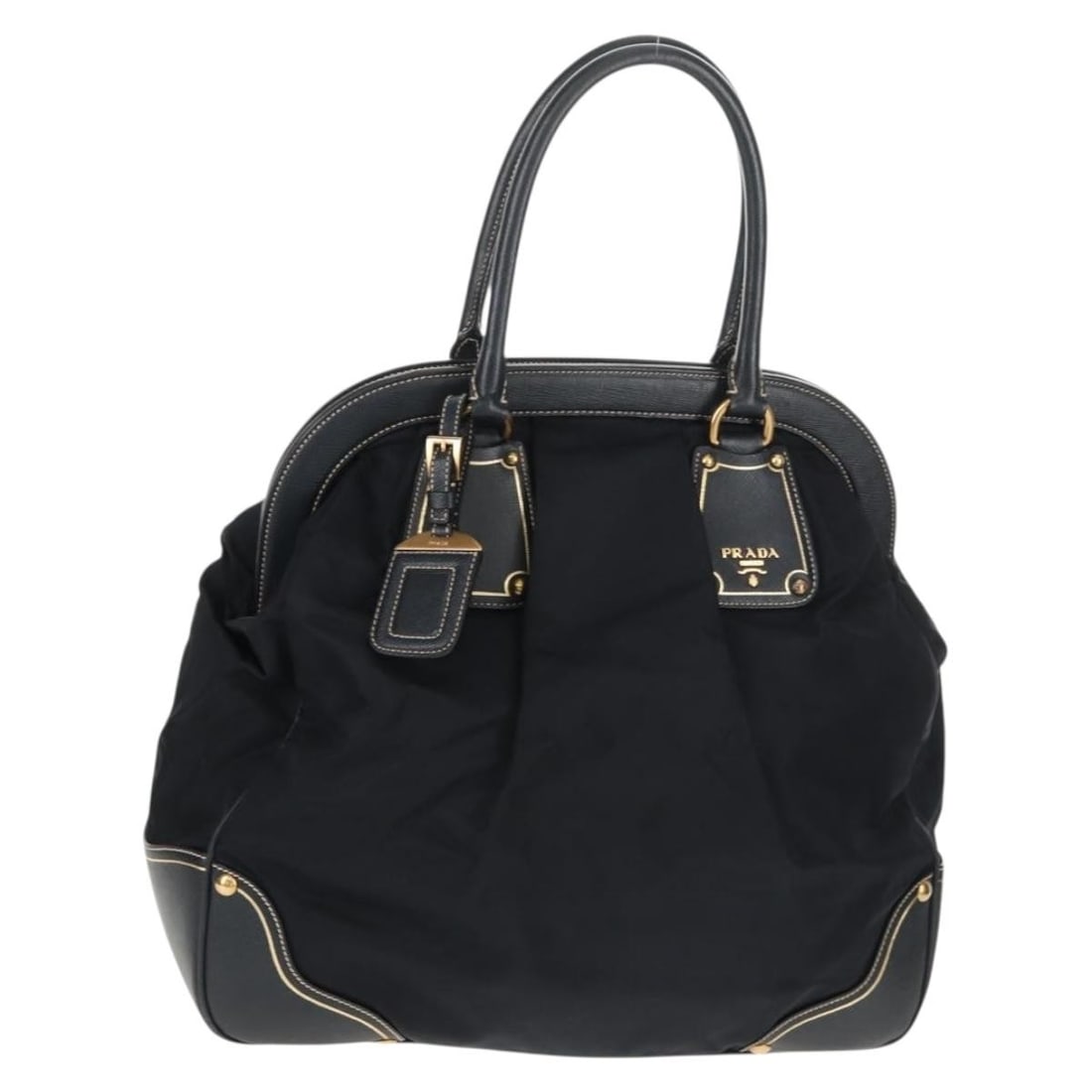 PRADA BR3684 Navy Gold Nylon Hand Bag with Auth Dust Bag (1 of 18)
