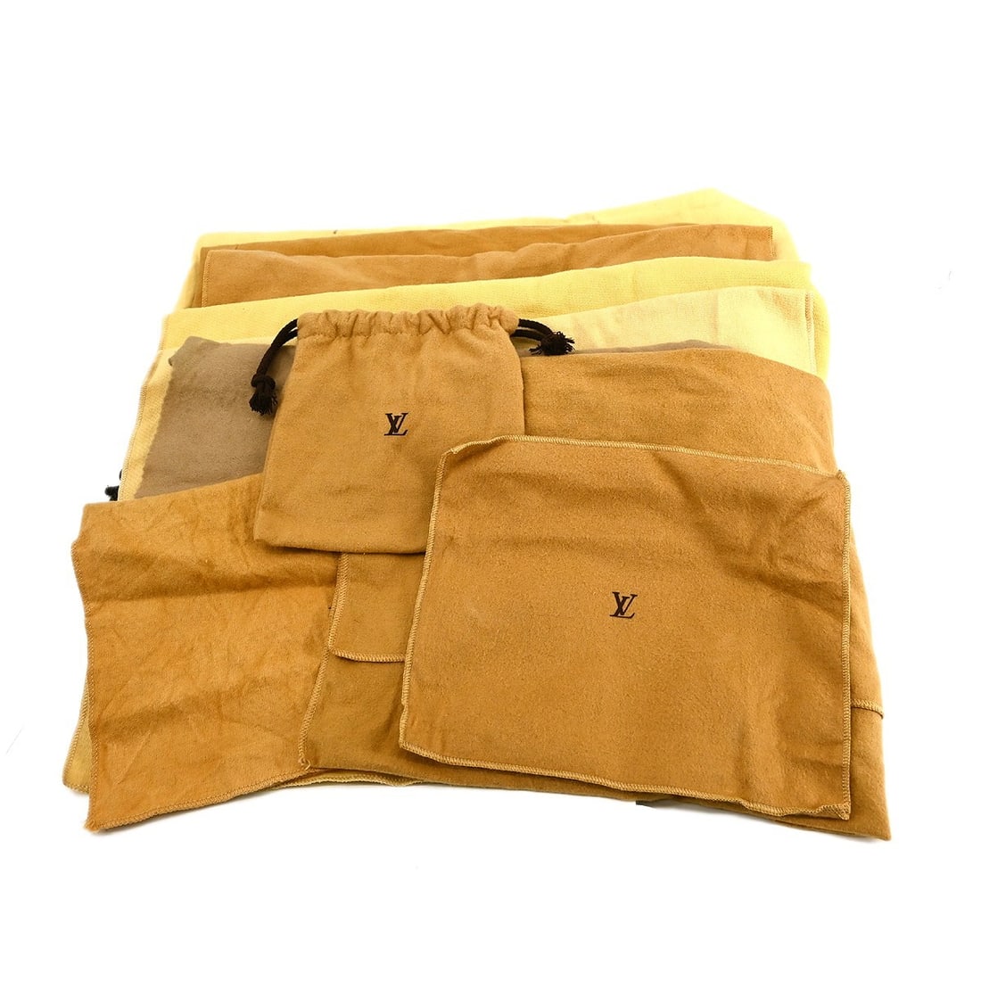 Louis Vuitton Authentic 10 Piece Dust Bag Set Cotton Brown: Louis Vuitton Authentic 10 Piece Dust Bag Set Cotton Brown This authentic Louis Vuitton dust bag set includes 10 pieces, crafted from 100% cotton. The bags feature a classic brown color, perfect for p