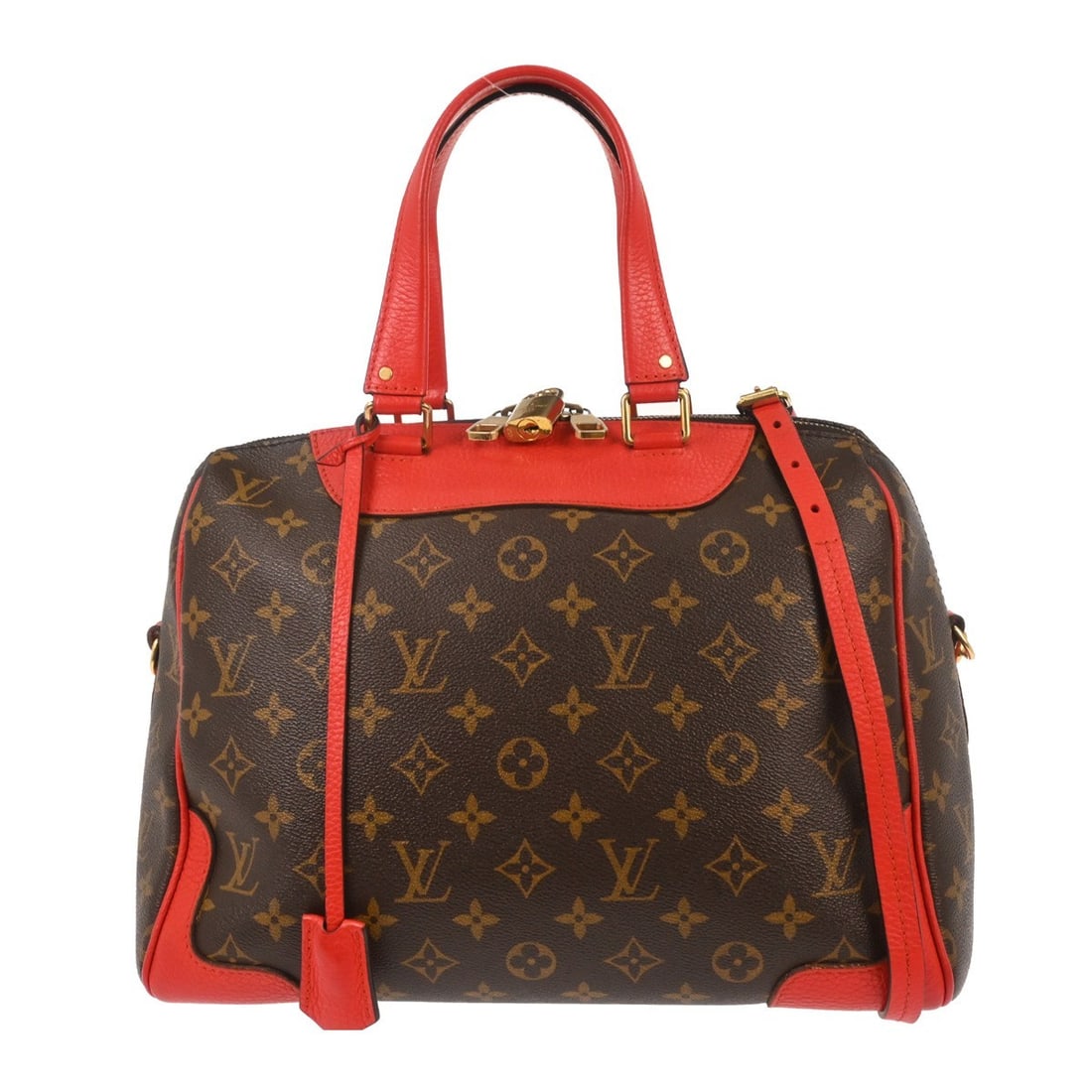 Louis Vuitton Retiro PM Monogram Canvas Large Top Handle Bag with Red Accents: Louis Vuitton Retiro PM Monogram Canvas Large Top Handle Bag with Red Accents This Louis Vuitton Retiro PM Top Handle Bag features the iconic monogram canvas exterior with red leather double handles a
