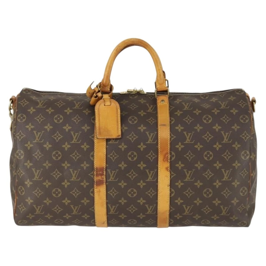 Louis Vuitton Monogram Canvas Keepall Unisex Travel Bag Brown: Louis Vuitton Monogram Canvas Keepall Unisex Travel Bag Brown This Louis Vuitton Keepall Bag features the iconic monogram canvas in brown and is designed for unisex use. The bag shows signs of use, in