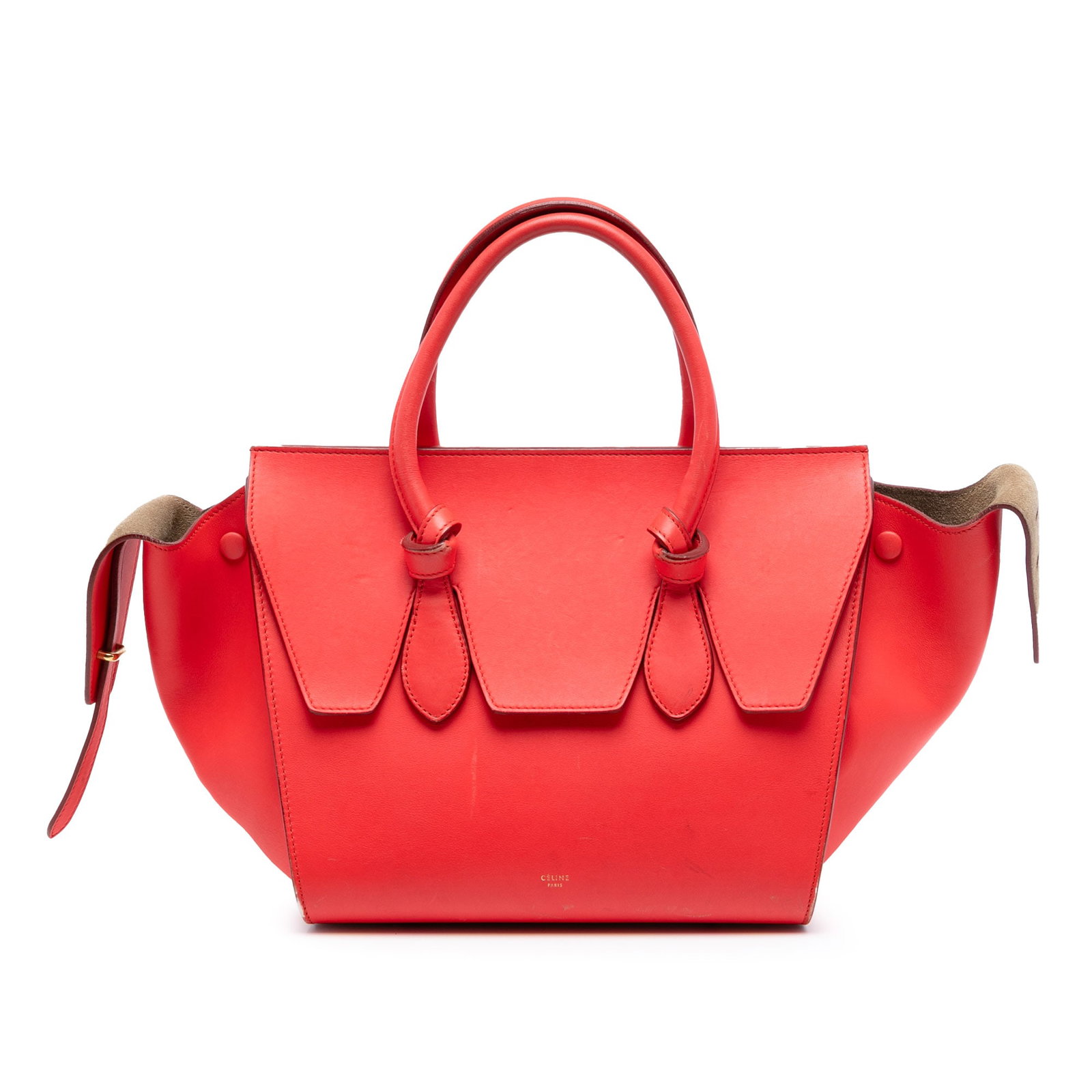 Celine Tie Knot Small Red Leather Handbag with Top Flap Closure (1 of 7)