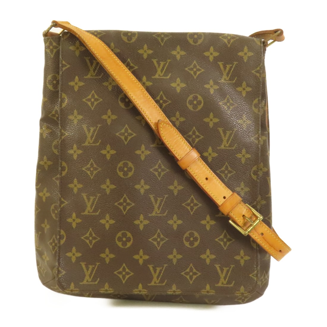 Louis Vuitton Musette Monogram Canvas Shoulder Bag with Gold Hardware M51256: Louis Vuitton Musette Monogram Canvas Shoulder Bag with Gold Hardware M51256 This Louis Vuitton Musette crossbody shoulder bag features the classic monogram pattern on brown PVC coated canvas. Designe