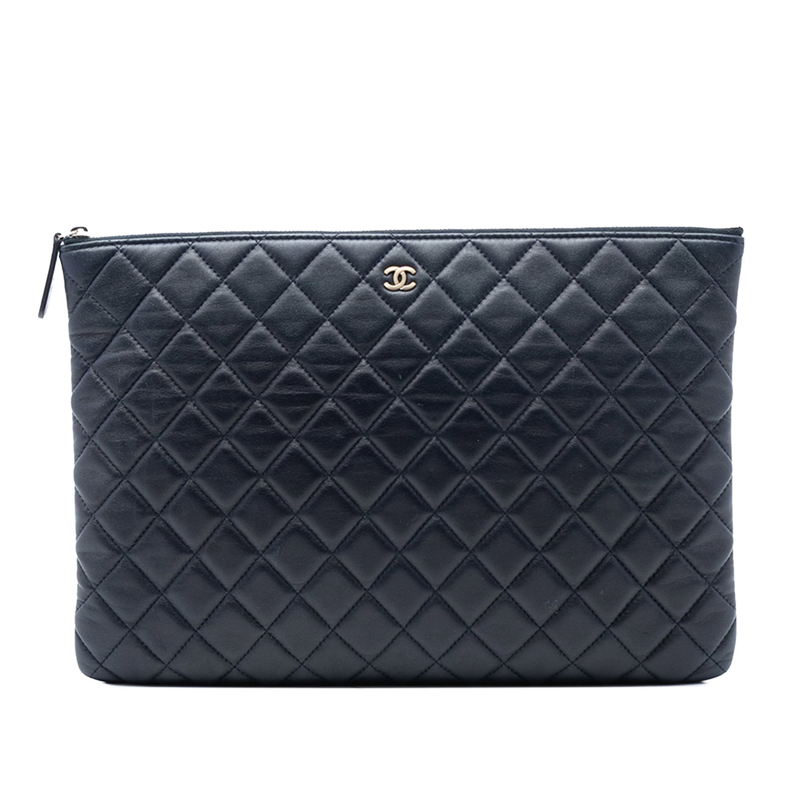 Blue Lambskin Quilted O Case Clutch by Chanel (1 of 8)