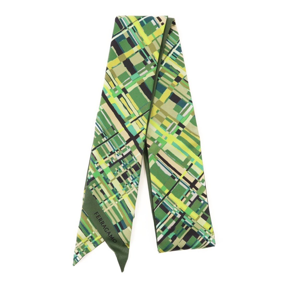 Salvatore Ferragamo Silk Scarf Green Multicolor Italian Accessory (1 of 10)