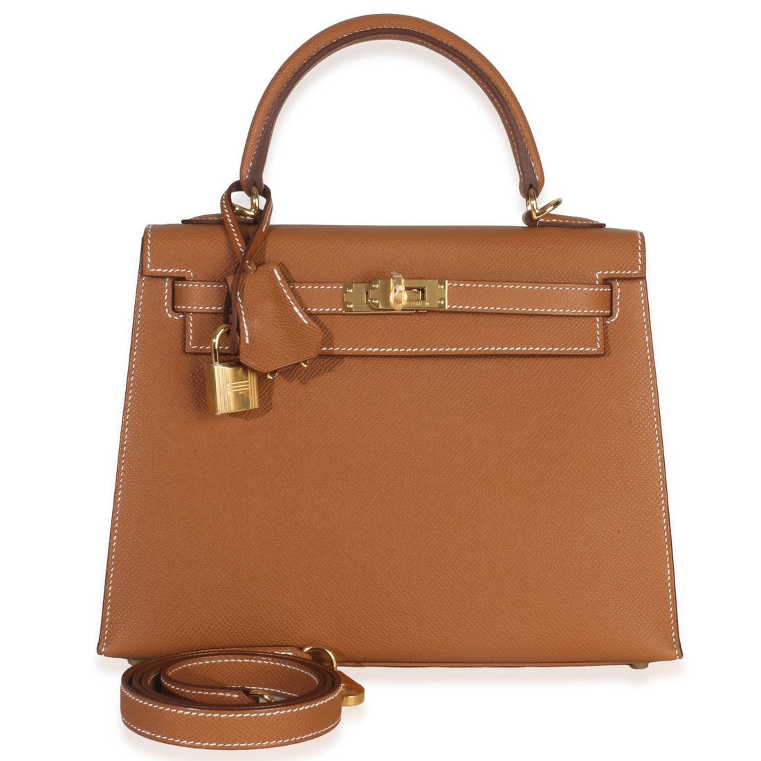 Kelly 25 Sellier Shoulder Bag in Gold Epsom Leather with Gold Hardware (1 of 9)