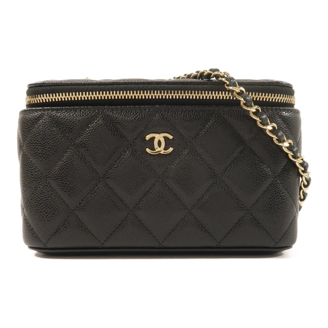 Black Calfskin CHANEL Vanity Case Shoulder Bag with CC and Gold Hardware (1 of 17)
