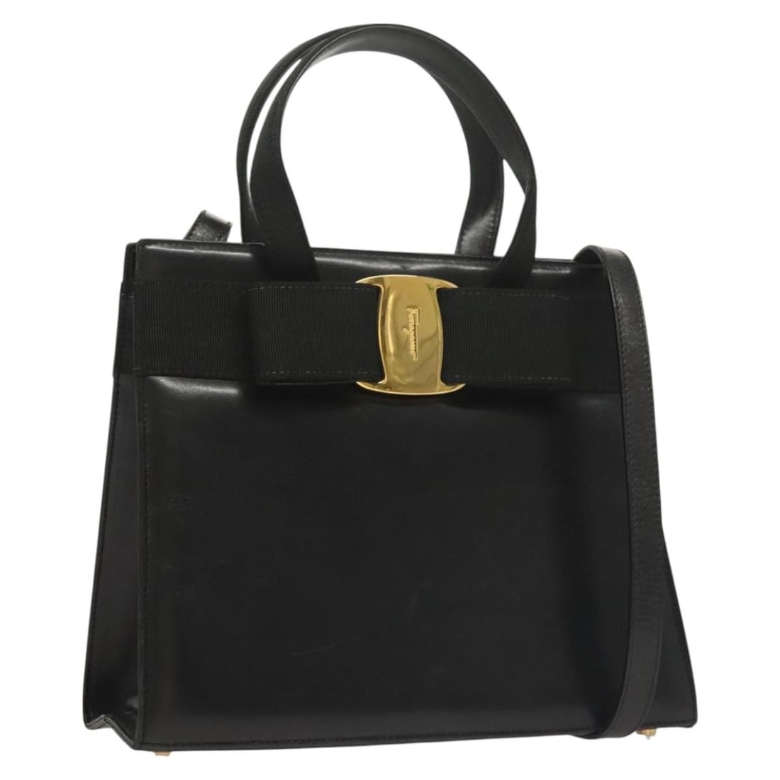 Black Leather Vara Bow Convertible Tote by Salvatore Ferragamo (1 of 18)