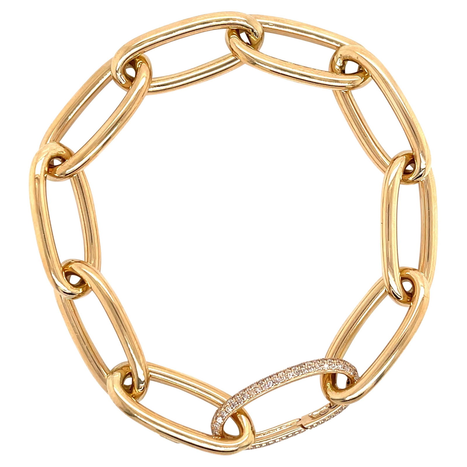 Harbor Diamonds 14K Yellow Gold Modern Link Bracelet with Diamond: Harbor Diamonds 14K Yellow Gold Modern Link Bracelet with Diamond This exquisite 14 Karat Yellow Gold Link Chain Bracelet features a stunning design with oval-shaped links and a brilliant round cut di