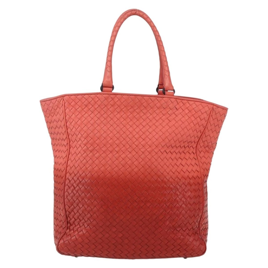 Orange Intrecciato Leather Tote by Bottega Veneta for Women: Orange Intrecciato Leather Tote by Bottega Veneta for Women This Bottega Veneta Intrecciato Tote is crafted from orange leather and features the signature woven design. Designed for women, it offers a
