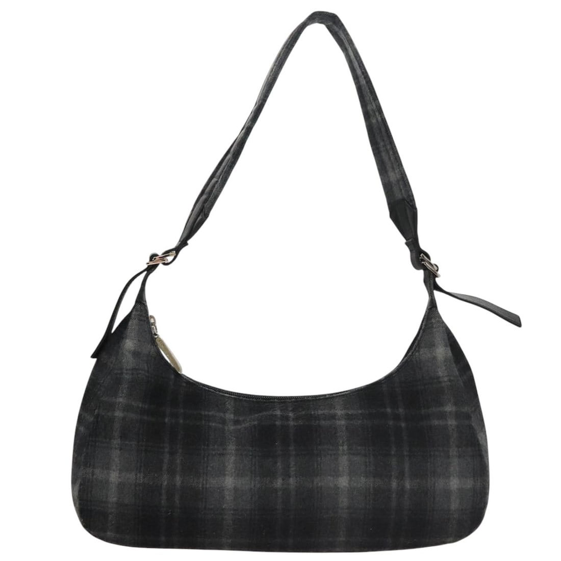 Gray Wool Shoulder Bag by Salvatore Ferragamo for Women 32cm: Gray Wool Shoulder Bag by Salvatore Ferragamo for Women 32cm This Salvatore Ferragamo shoulder bag for women features a gray wool exterior with metal fittings. The bag shows signs of wear including ru