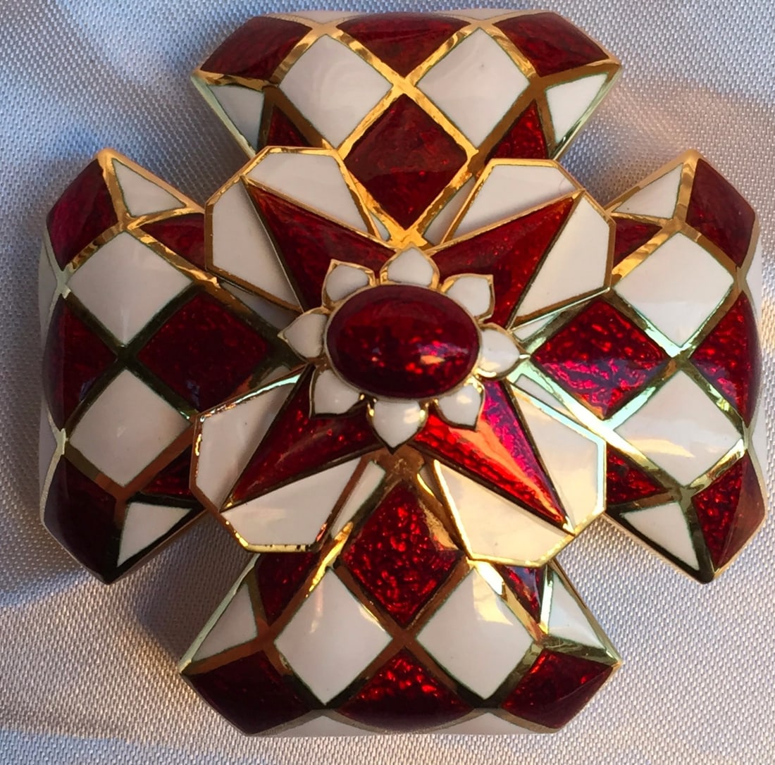 David Webb 18K Gold Enamel Masonic Brooch Necklace Signed (1 of 7)