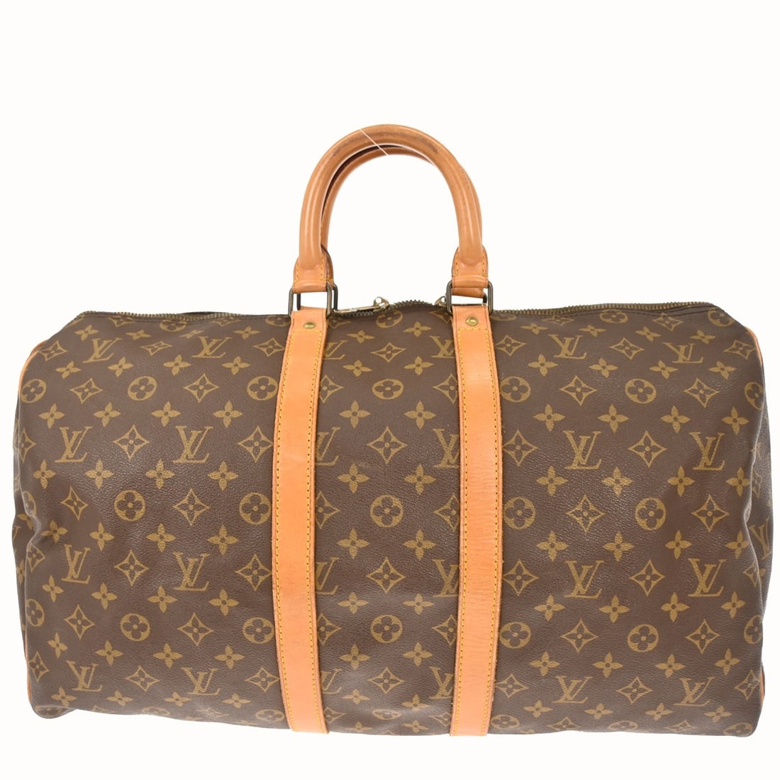 Keepall Monogram Canvas Travel Bag by Louis Vuitton Unisex 50cm: Keepall Monogram Canvas Travel Bag by Louis Vuitton Unisex 50cm This Louis Vuitton Keepall bag features the iconic monogram canvas design in brown. Designed for unisex use, the bag offers a spacious i
